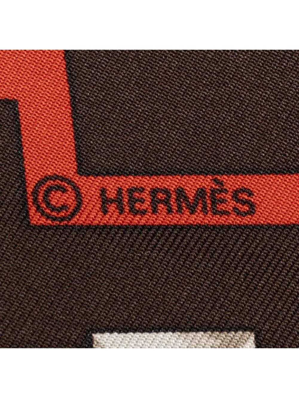 Hermes Scarf Dark Brown Red Silk